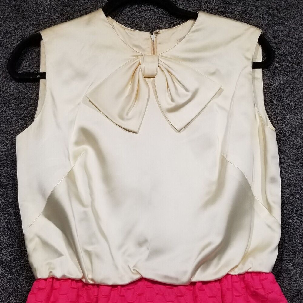 Neiman Marcus Ivory and Fuchsia Midi Dress - Picture 3 of 8